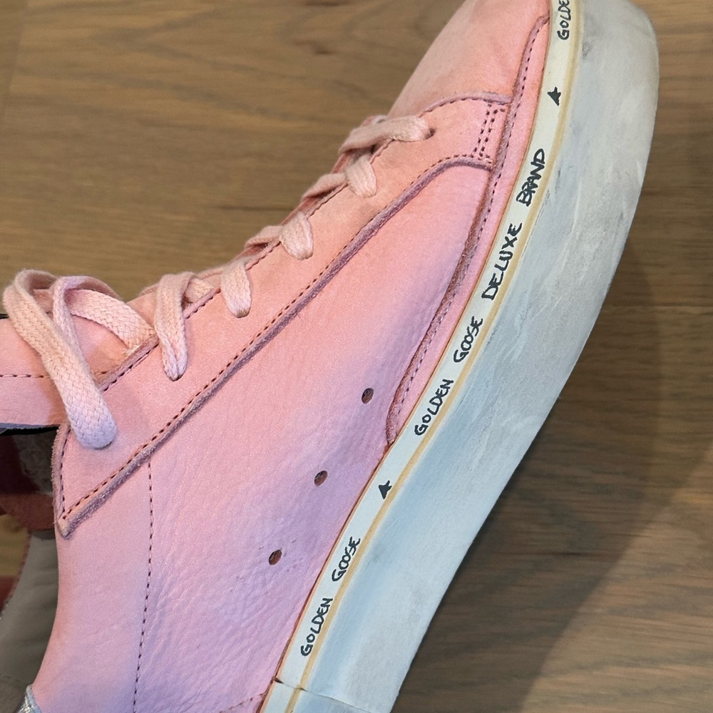 Golden Goose Pink Suede Hi Star with Silver paint limited edition barely worn - Picture 8 of 12